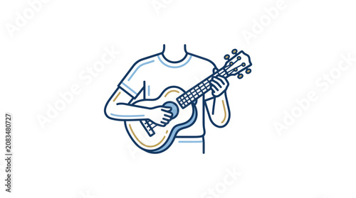 Quadro su tela Man Playing Acoustic Guitar Outdoors.