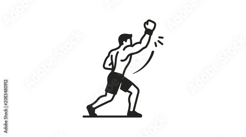 Foto Man wearing boxing gloves punches.