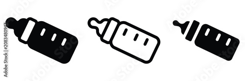 Tableau sur toile WebBaby feeder bottle icon set for newborn milk feeding
