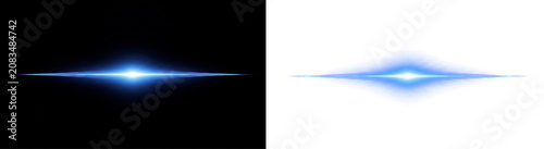 Obraz na plátne Blue light streak effect isolated on transparent background luminous horizontal