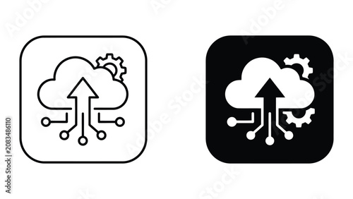 Cloud computing infrastructure and system optimization icons with computing