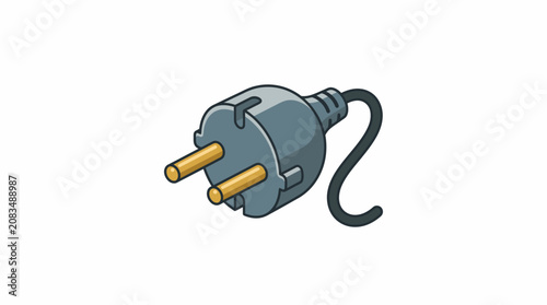 Obraz na plátně Electric plug with two prongs and cord, depicted in an illustration