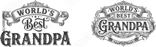 World's best grandpa vintage typography designs two vector illustrations