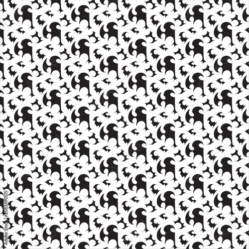 Black and White Gothic Tribal Swirl Seamless Vector Pattern