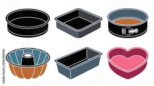 Photos Professional vector collection featuring different cake pan designs, round cake