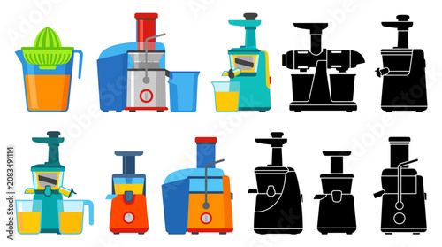 Canvas Print Professional vector collection featuring different juicer designs, citrus juicer