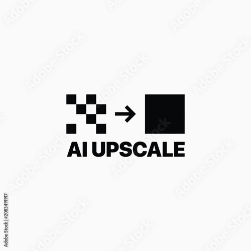 Obraz na plátně Pixelated squares transforming into a solid square with text a flat vector illus