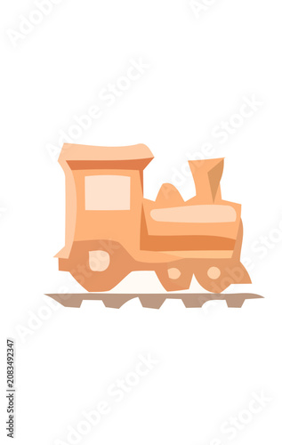 Minimalist Soft Orange Steam Locomotive Icon Representing Vintage Railway Transportation and Playful Childhood Train Travel Themes