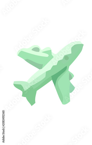 Stylized mint green airplane icon symbolizing global air travel, commercial aviation, and flight logistics isolated on white