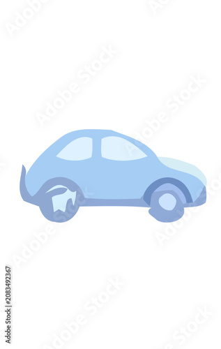 Minimalist blue car vector illustration icon on a clean white background