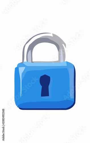 Digital Blue Padlock Icon Representing Data Security and Protection for Modern Web User Interface Design