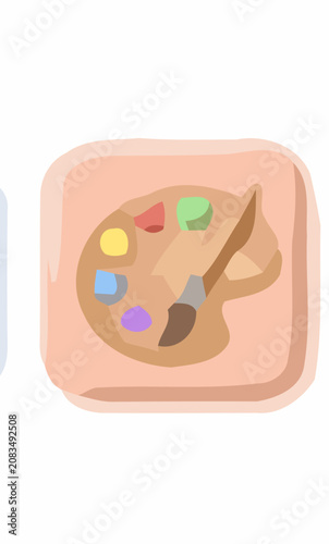 Artist Palette with Colorful Paints and Paintbrush Illustration for Creative Arts and Design