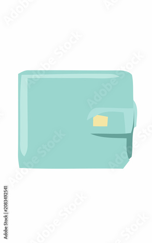 Minimalist light blue wallet illustration isolated on a white background, representing finance, savings, and personal payment vector concept