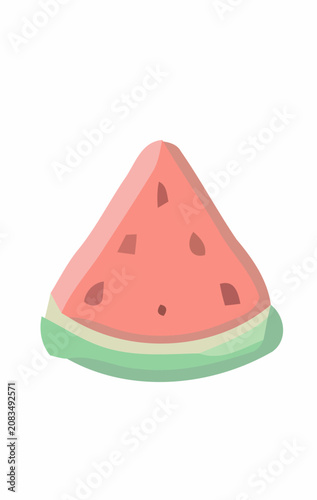 Minimalist illustration of a fresh watermelon slice isolated on a white background