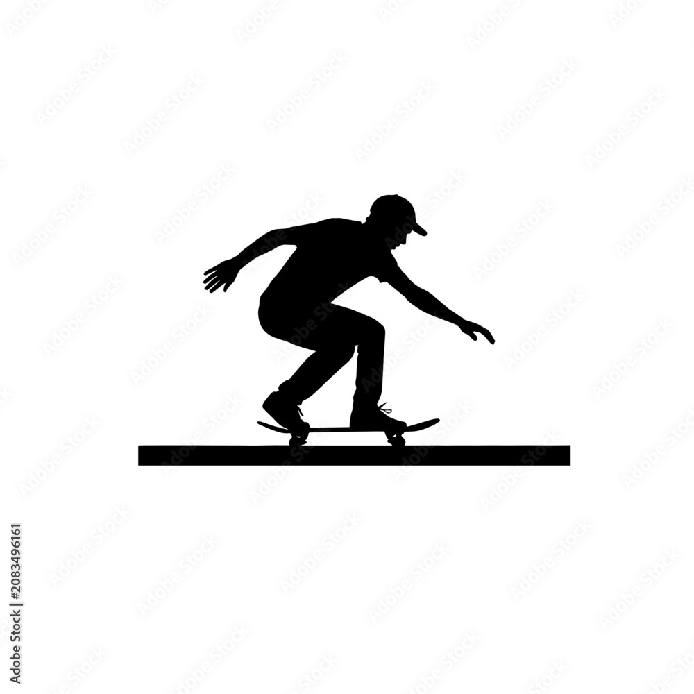 Fototapeta premium Skateboard Rider Action Silhouette Vector