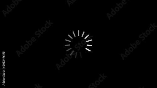 Minimalist circular loading spinner animation on black background, for web and, app ui progress buffering