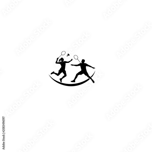 Kids Playing Badminton Silhouette Vector
