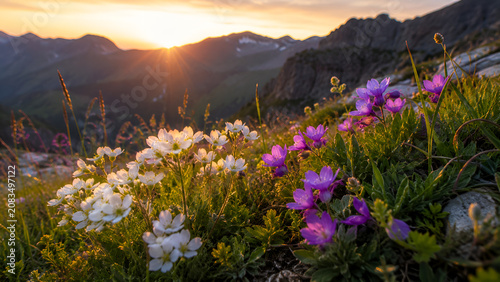 Alpine Blossom Symphony at Golden Sunset