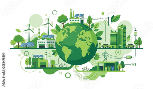 Obraz na płótnie World Environment Day Banner with Sustainable Business Green Technology and Rene