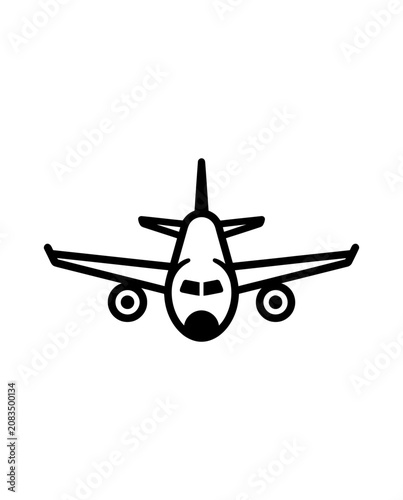 Airplane icon front view, simple vector illustration, travel and transport concept
