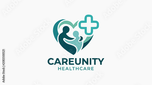 Careunity Healthcare Logo: Family Love, Medical Cross & Heart