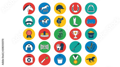 Foto Collection of twenty-five equestrian and horse-related icons.