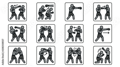 Quadro su tela Various People Fighting Boxing Punching.
