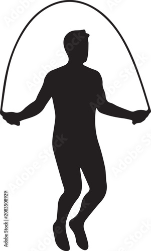 Jump Rope Skipping Workout Silhouette Cardio Fitness Vector Icon