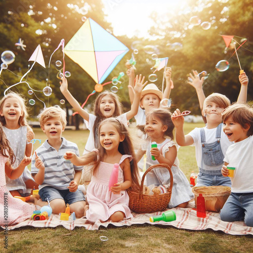 family having fun in the garden