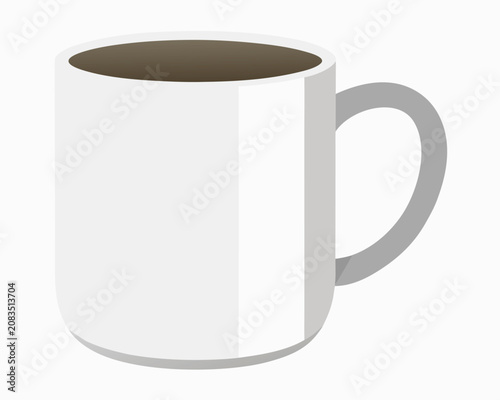 Plain white ceramic mug, wider at isolated on white background