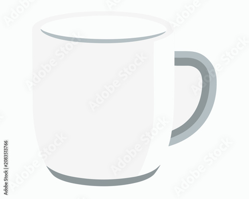 Plain white ceramic mug, wider at side view ceramic drinkware