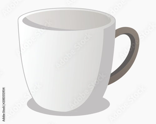 Plain white ceramic mug, wider at the isolated ceramic cup