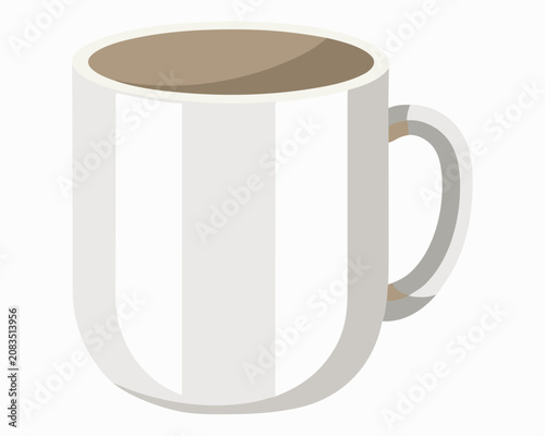 Plain white ceramic mug, wider at the isolated ceramic cup