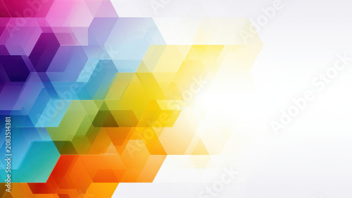 Colorful geometric hexagon background abstract geometric hexagon colorful gradient polygon pattern modern vibrant technology digital design template banner layout bright rainbow mosaic spectrum