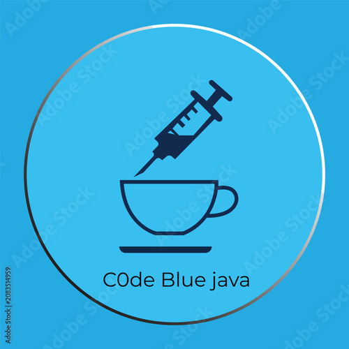 Code blue java coffee logo vector illustration template