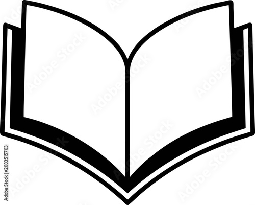 Open book icon, black and white illustration, simple book symbol, educational icon  icon line airt vactor outline Illustrations on white background.