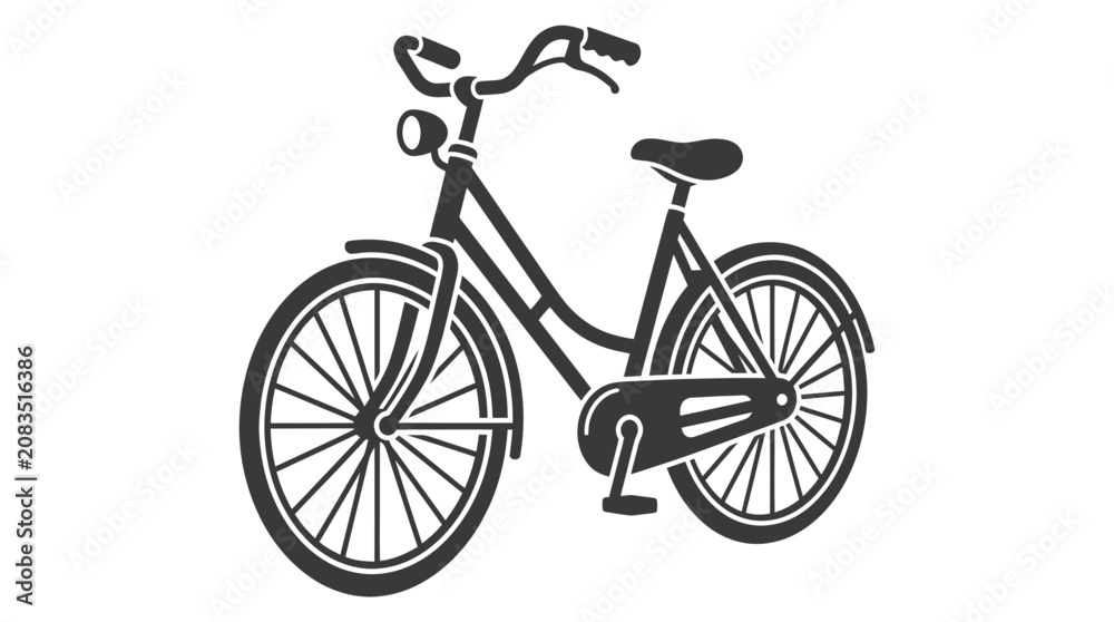 Fototapeta premium Black bicycle with two wheels.