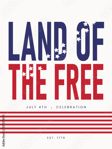 USA Independence Day Typography Vector Illustration with American Flag Colors, Stars, July 4th Celebration Design, Patriotic Fourth of July Holiday Poster, Banner and T-Shirt Graphic