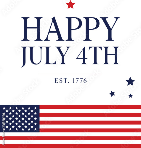 USA Independence Day Typography Vector Illustration with American Flag Colors, Stars, July 4th Celebration Design, Patriotic Fourth of July Holiday Poster, Banner and T-Shirt Graphic