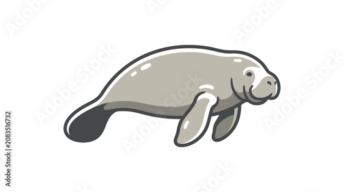 Schilderij op canvas Cartoon illustration of a manatee swimming.