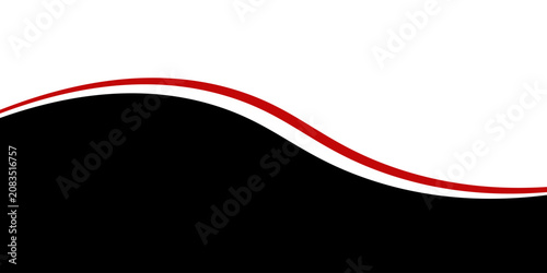 Abstract black and white wave background with red swoosh accent