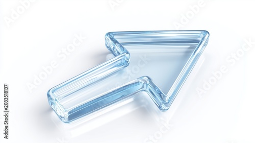 Transparent glass cursor isolated on white background, computer icon concept