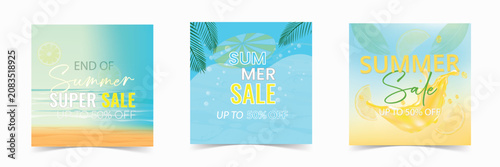 Sunny Beach Vacation Summer Discount Promotional Banner Background