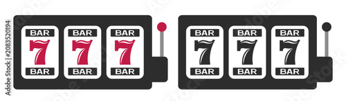 Jackpot icon set. Slot machine vector flat clipart