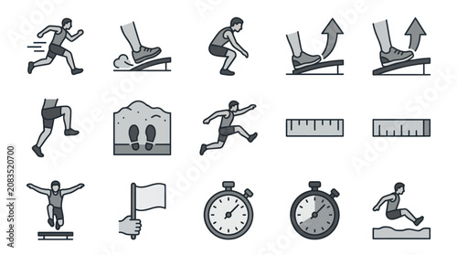 Fotografie Black and white athletic icons set.