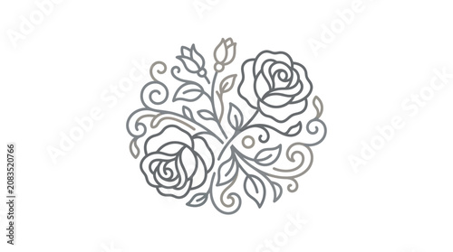 Black and white rose line art.