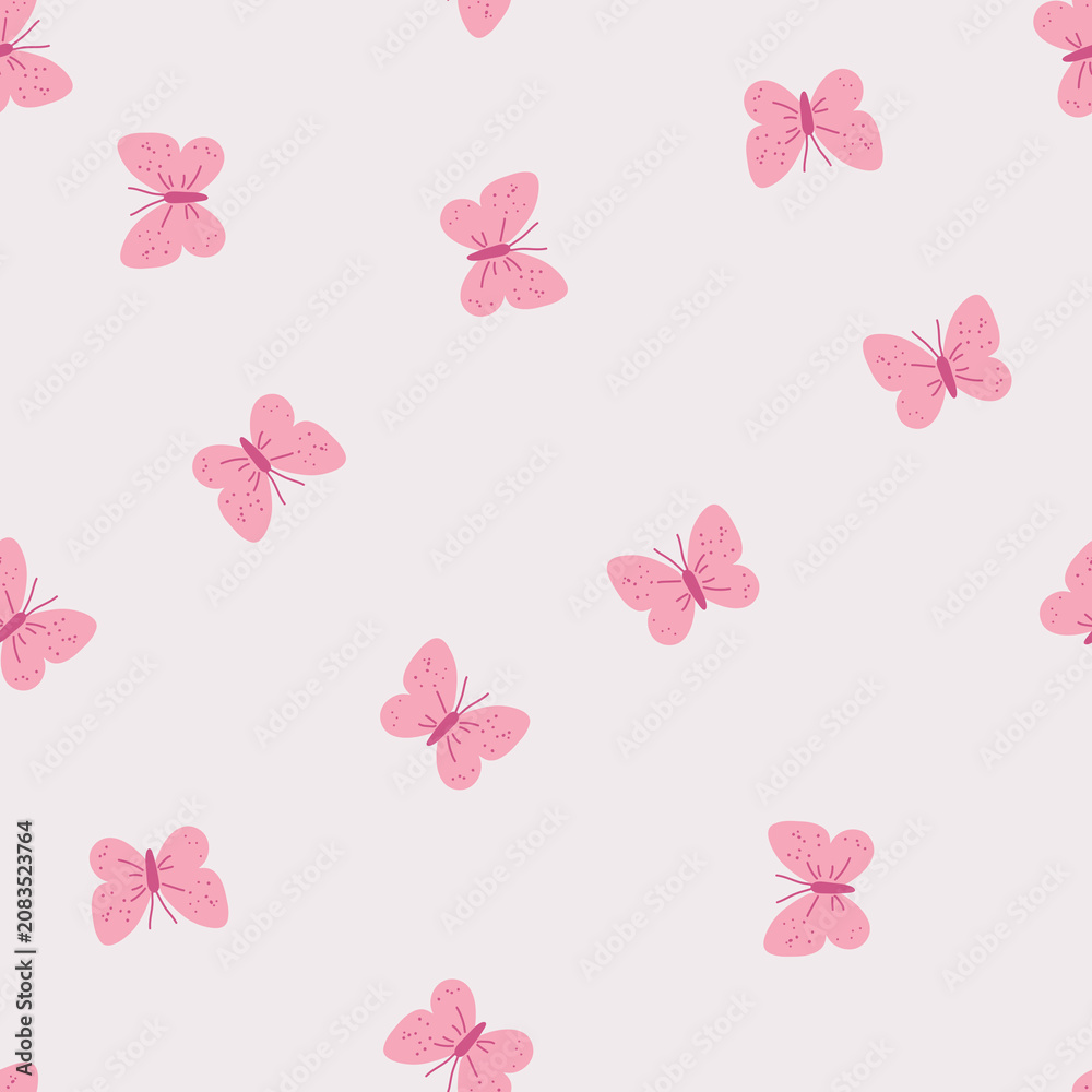 Obraz premium Pink butterfly pattern isolated white background 