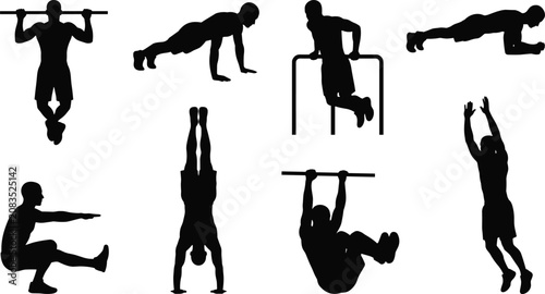 Φωτογραφία Calisthenics and Bodyweight Exercise Silhouette Vector Collection for Gym and Fi