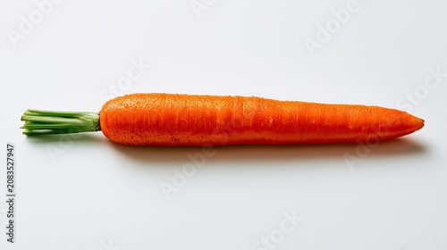 A fresh, vibrant orange root vegetable with green leafy top