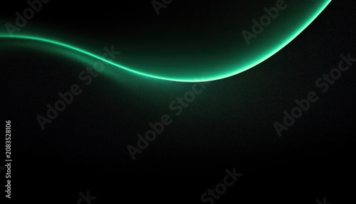 A luminous green wave curves across a deep black background, creating depth
